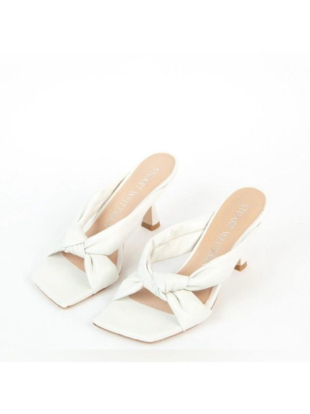 Stuart Weitzman Playa 75 Knot Sandal in White Leather - NWT